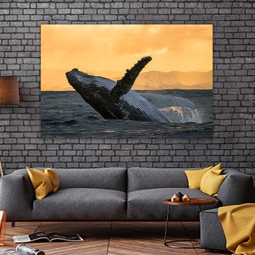 Cuadro Decorativo Animales Canvas Lienzo Ballena Gozando