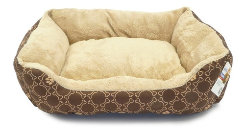 Cama Cuadrada Para Perro Decorada Con Huesos Color Coffee S