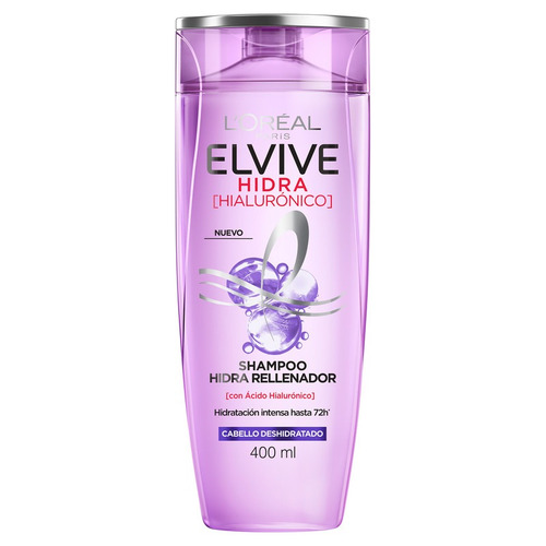 Imagen 2 de 8 de Shampoo Hidratación Hialurónico Elvive L'oréal 400ml