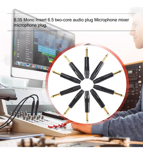 Plug Banhado A Ouro, 10 Unidades, Mono Professional, 2 Pólos