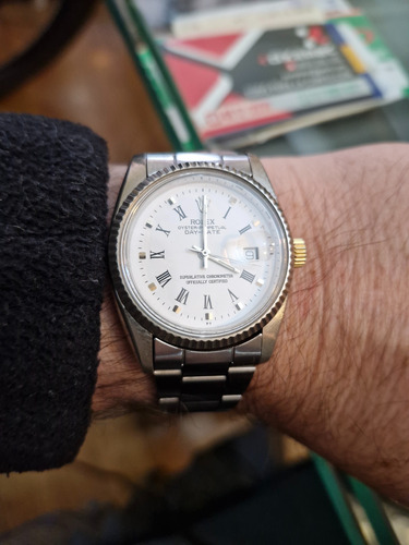Rolex Oyter Perpetual Datajust 36 Mm Acero Gris Blanco (Usado)