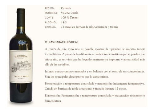Tannat Roble Tinto 2023 - Bodega Narbona 750ml