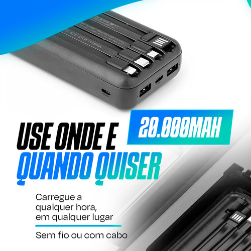 Power Bank Carregador Sem Fio Indução 20.000mah Usb Compatível iPhone E Samsung Davely Cor Verde