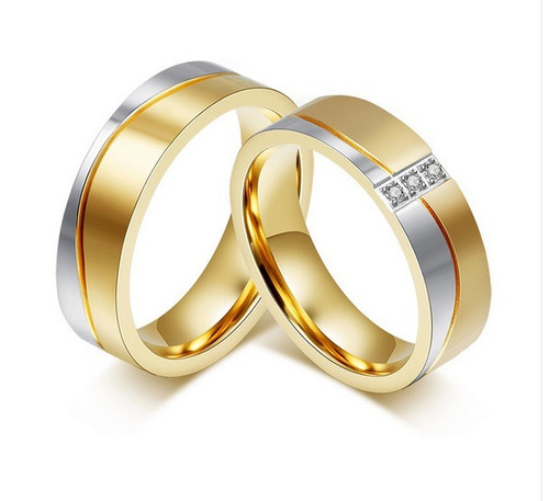 Anillo Elegante De Acero Para Bodas- Compromisos.