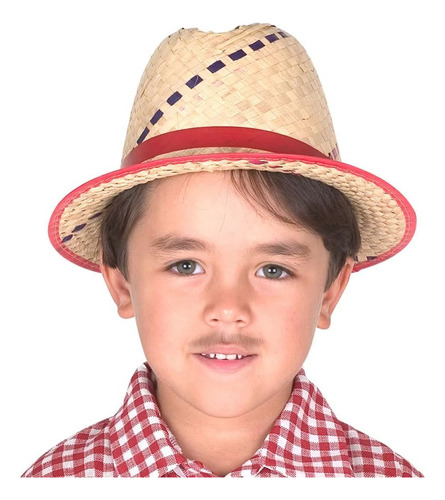 2 Chapéu Festa Junina Palha Caipira Infantil Cowboy Menino Cor Color