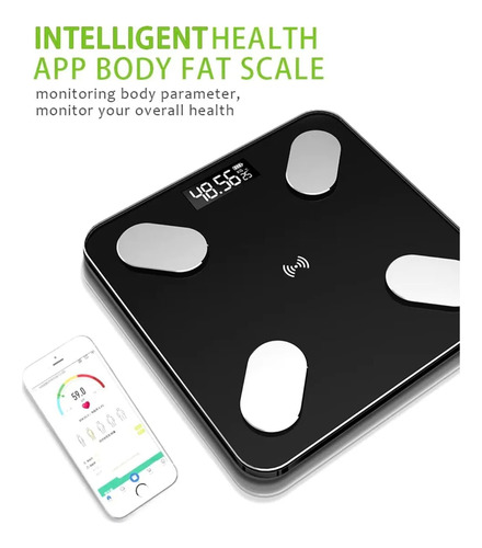 Bascula Pesa Vidrio 180kg Con Bluetooth Digital