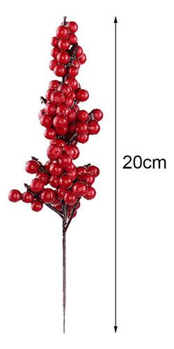 40 Ramas Decorativas De Frutos Rojos Artificiales Con Base R