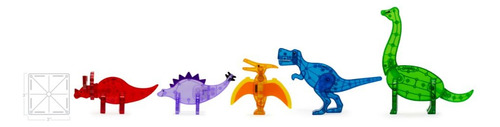 Magna Tiles Set Dinosaurios Magnéticos 05 Piezas Multicolor