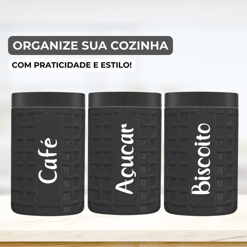 Kit 2 Potes Porta Café E Açúcar 1,5lt Cantinho Do Café Cores