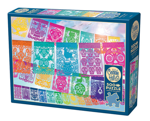 Rompecabezas Papel Picado Festivo 500 Piezas Cobble Hill Puzzles Fiesta Mexico Colores