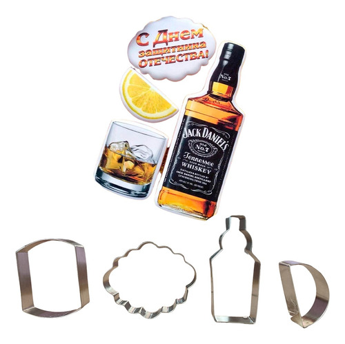 Cortadores De Galleta Dia Del Padre Botella Papa 4 Pz