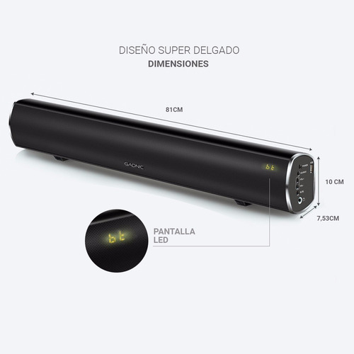 Barra Sonido Gadnic 90wtts Ecualizador Bluetooth Remoto