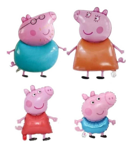 Pack Globos Familia Cerdita Peppa X 4 . 70 Cm Aprox