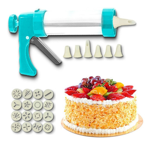 Imagem 1 de 7 de Kit Confeiteiro Pistola + 6 Bico De Confeitar + 16 Moldes