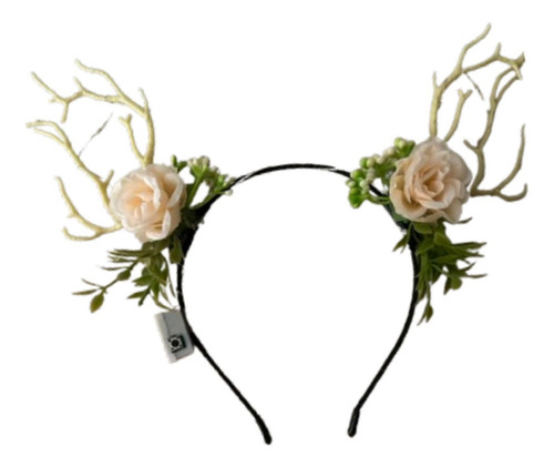 Diadema Con Flores Y Cuernos De Ciervo Iluminados Con Led