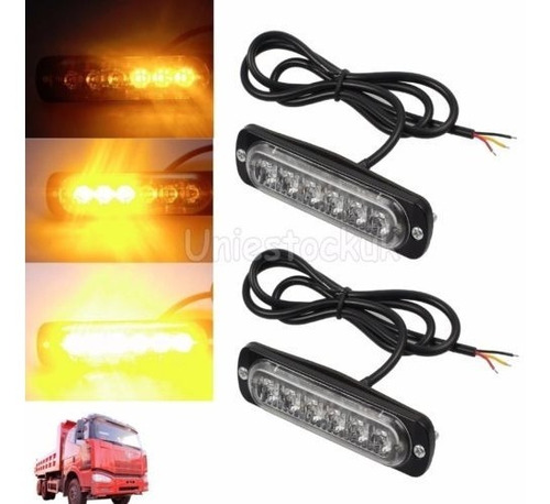 2 X 12/24v Ámbar Recuperación Intermitente 6 Cree Led Luz Av