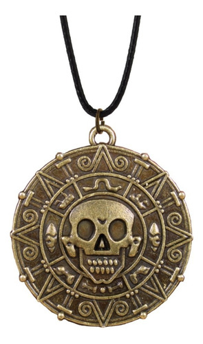 Colar Piratas Do Caribe Jack Sparrow Medalha Azteca Bronze Cor Bronze Antigo