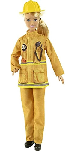 Juego De Bombero Barbie Con Muñeca Rubia (30 Cm), Ropa Y Acc