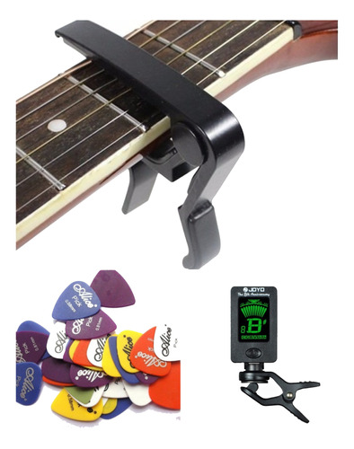 Kit Guitarrista Capo Traste , Afinador, Joyo Puas Alice