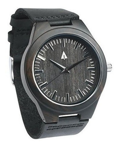 Treehut Mens All Black Ebony Reloj De Madera Con Correa De C