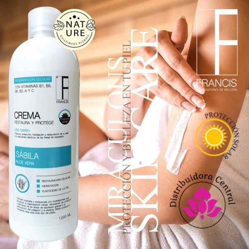 Crema Sabila Y Aloe Vera Restaura Y Protege Francis® 1lt 3pz