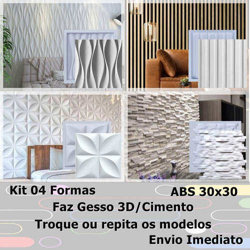 Formas Kit Moldes Gesso 3d Cimentício Abs Fdg Placa Plástico