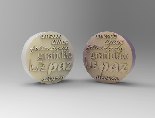 Molde Forma Silicone Redondo Paz-amor-felicidade Grande