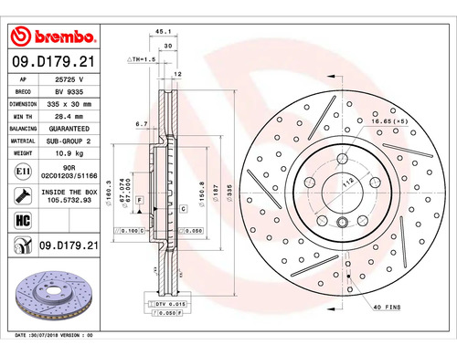 Disco Brembo Mini Cooper S Chili 2013 Delantero Pza