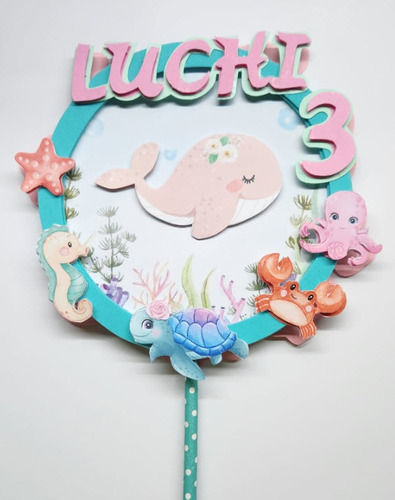 Cake Topper - Diseño De Mar - Decoracion Torta