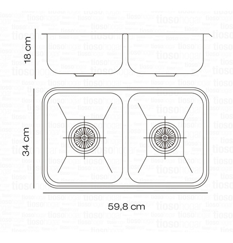 Bacha Doble Cocina Johnson C28/18 Acero 304 Sin Interes