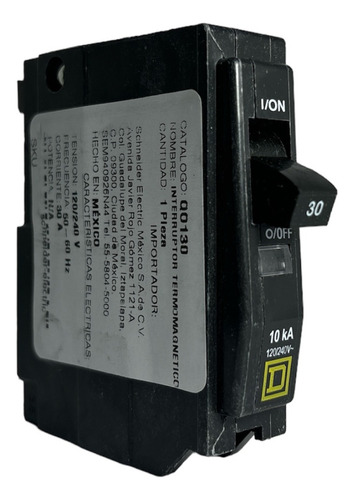 Pastilla Interruptor Termomagnetico 30a 1p 120/240v Qo130