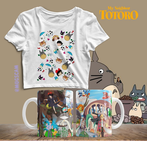 Imagen 7 de 10 de Plantillas Tazas Polos Estudio Ghibli Sublimación Mockup