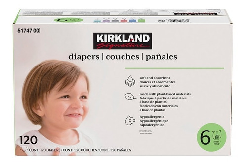 Pañales Unisex Etapa 6, Kirkland Signature, 120 Piezas Msi