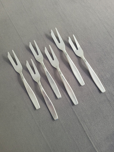 Set De 6 Tenedores De Torta Perel Acero Inoxidable Plateado (Usado)