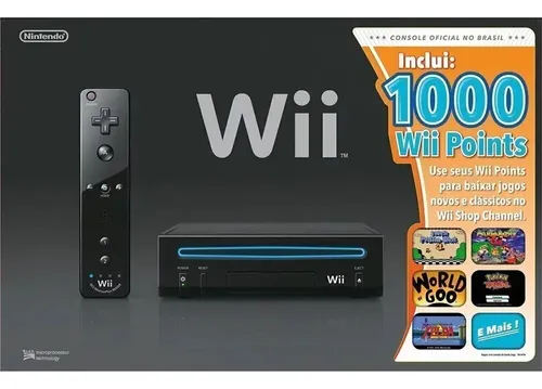 Console Nintendo Wii Black Com Wii Point Card 1000 Pontos