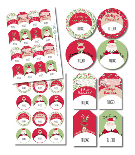 Kit Imprimible Navidad Con Tu Logo Tags-círculos-tarjetas 2