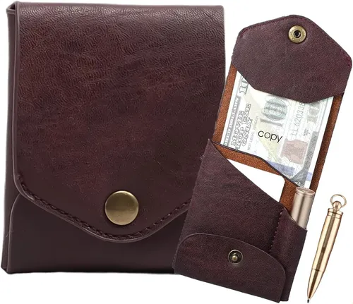 アクセサリー INDEPENDENT Leather Cartera Vintage De Piel Hecha A Mano, Compacta Zz | Cuotas sin interés