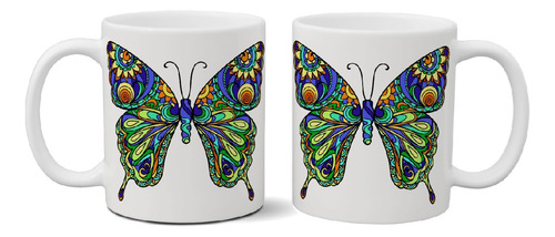 Taza De Cerámica Mariposa Mandala Exclusiva Ideal Para Regal