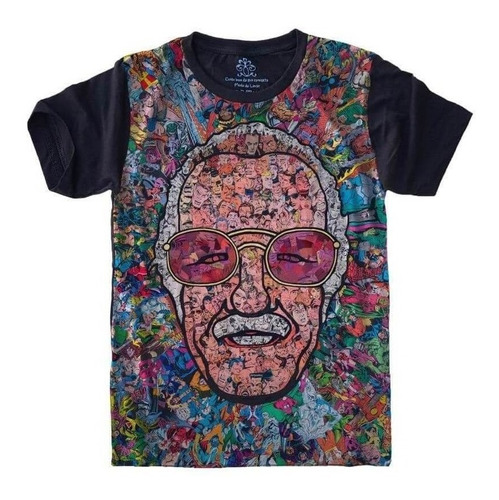 Camiseta T-shirt Full Print Tamanho Plus Size Stan Lee