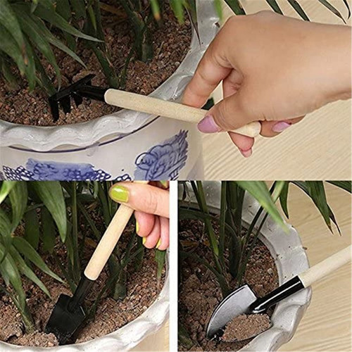 Kit De Jardinería 6 Piezas Mango De Madera Para Trasplantar
