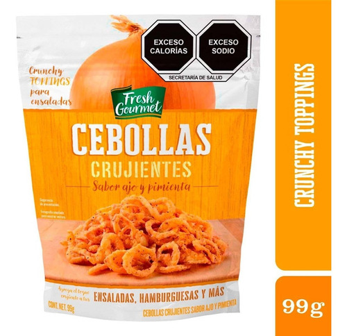 Tiras De Cebolla Crujientes Sabor Ajo Y Pimienta 99gr