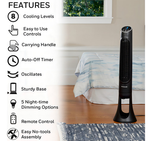 Ventilador Torre Honeywell Quietset Hyf260b Negro 260w Negro