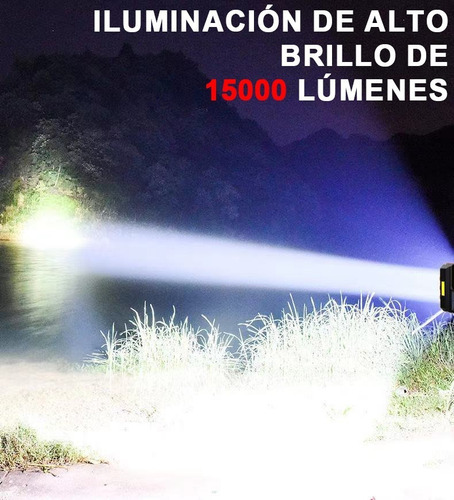Lampara Táctica 15000 Lm 8led+cob Recargable Solar Usb