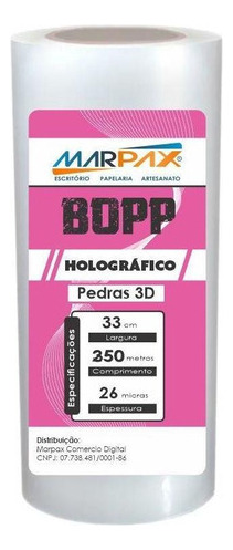 Bopp Holográfico Pedras 3d Para Laminação 33x350m Marpax 1un