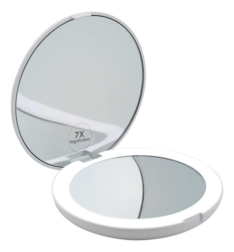 Mirrorvana Mini Espejo Compacto Led Plegable Con Aumento De 