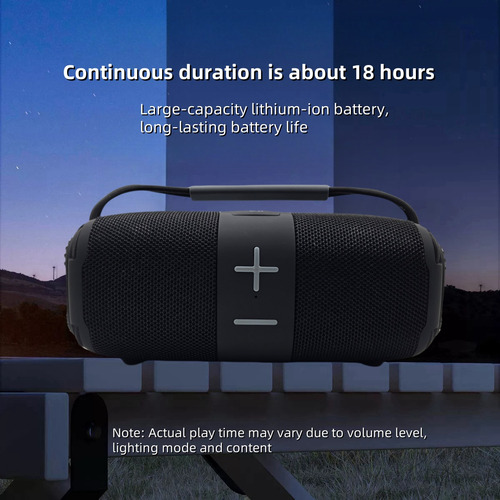 Bocina Bluetooth Portátil Impermeable Con Subwoofer Negro