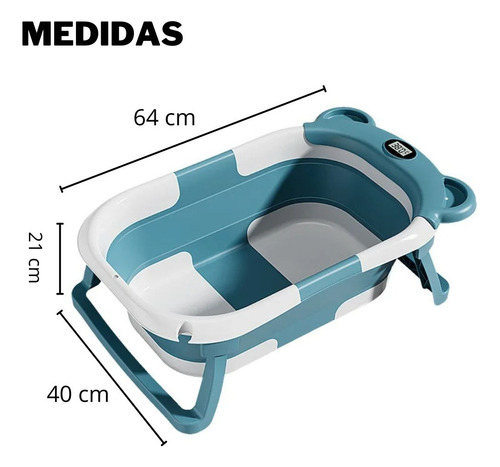 Bañera Bañito Bebe Plegable Almohada Termómetro Verde