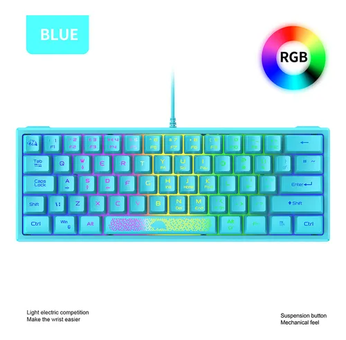 . Teclado Con Cable K61 Rgb 60 Por Ciento Y 62 Teclas For