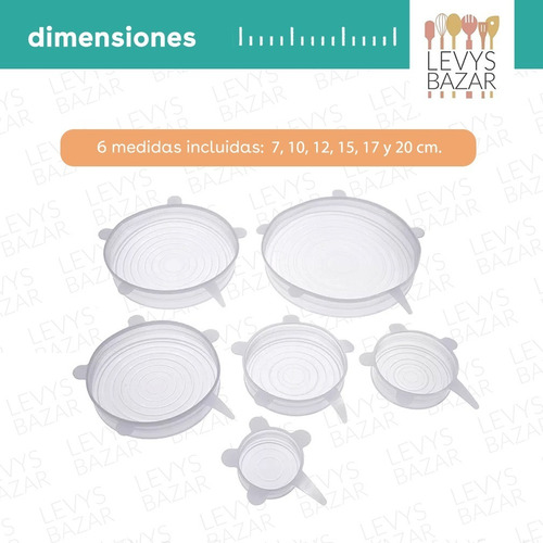 Imagen 3 de 10 de Pack 6 Tapas De Silicona Reutilizables Elastizadas Bowls