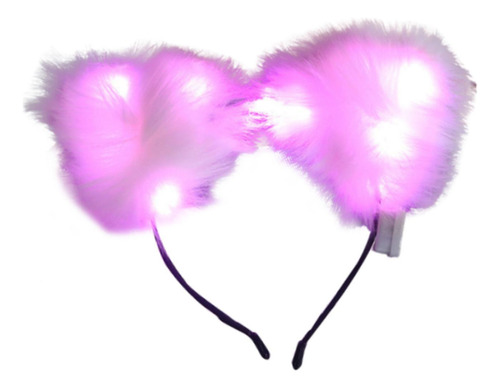 Diadema Con Orejas Iluminadas, Creativa Y Luz Rosa